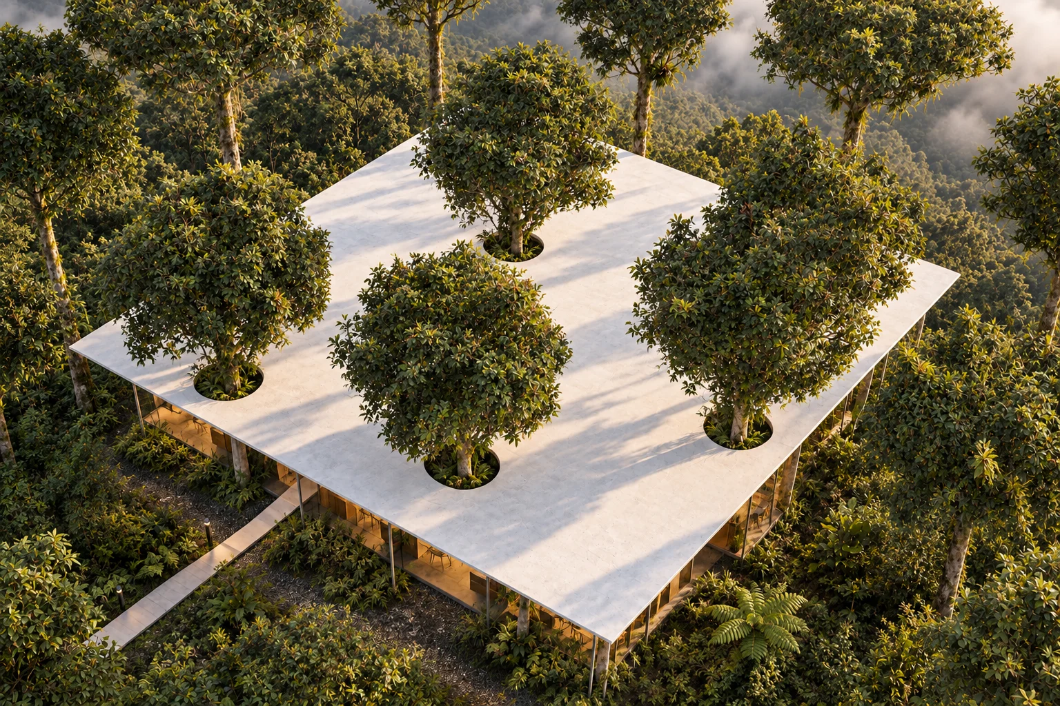 Axonometric of the whole — Cloud-forest house