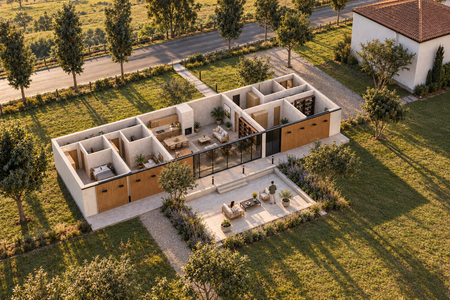 Axonometric of the whole — Savanna house