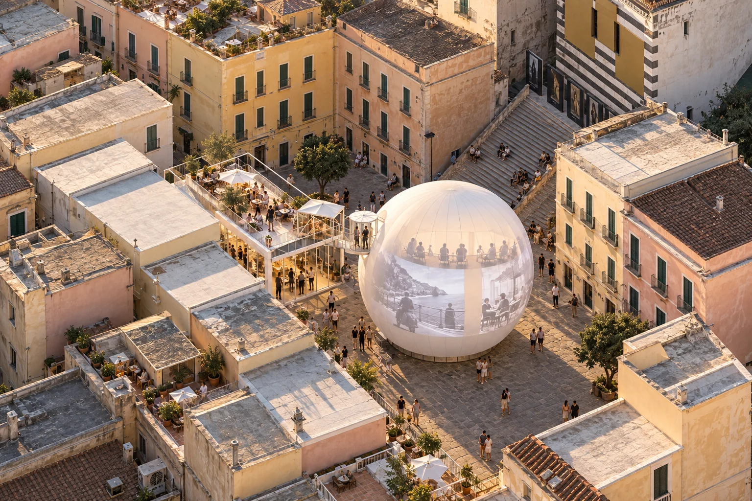 Axonometric of the whole — Temporary pavilion