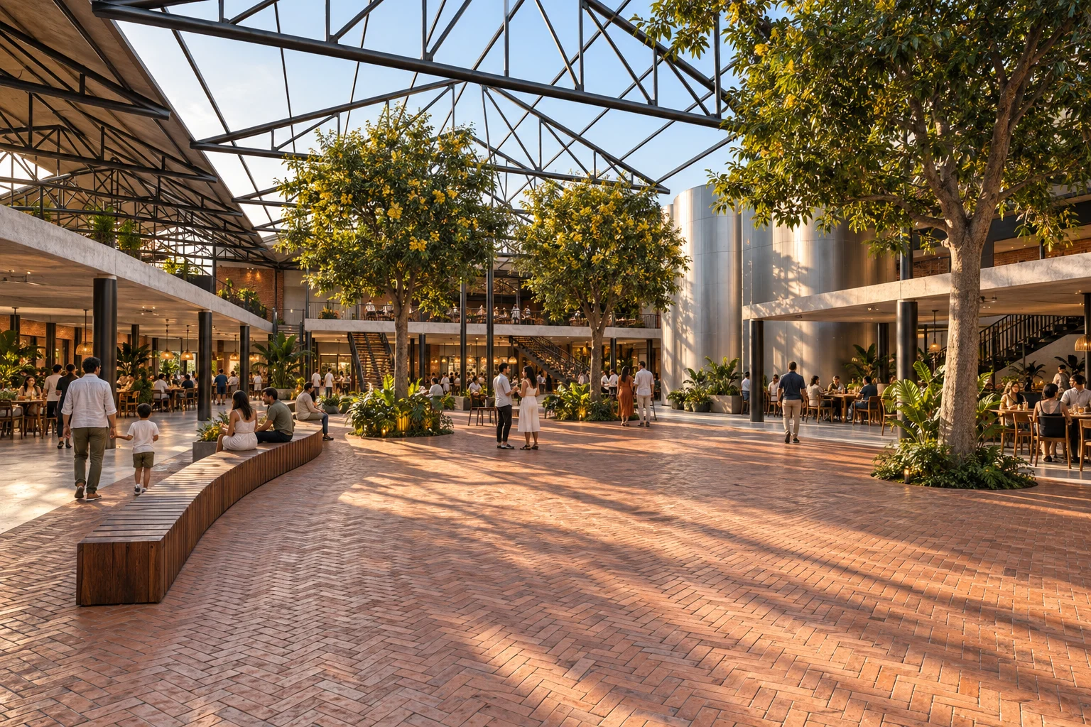 Patio bajo cerchas — La Fábrica del Río