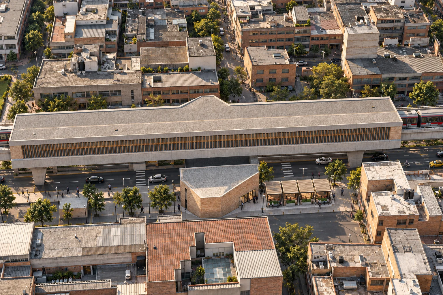 Axonometric of the whole — umbral / Bogotá — metro corridor