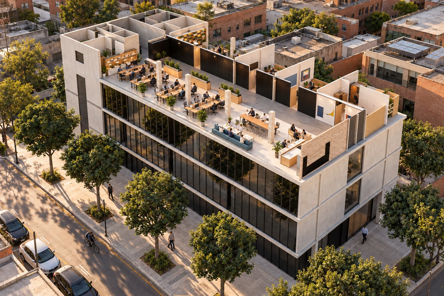 Axonometría del conjunto — Urban Mobility Workplace