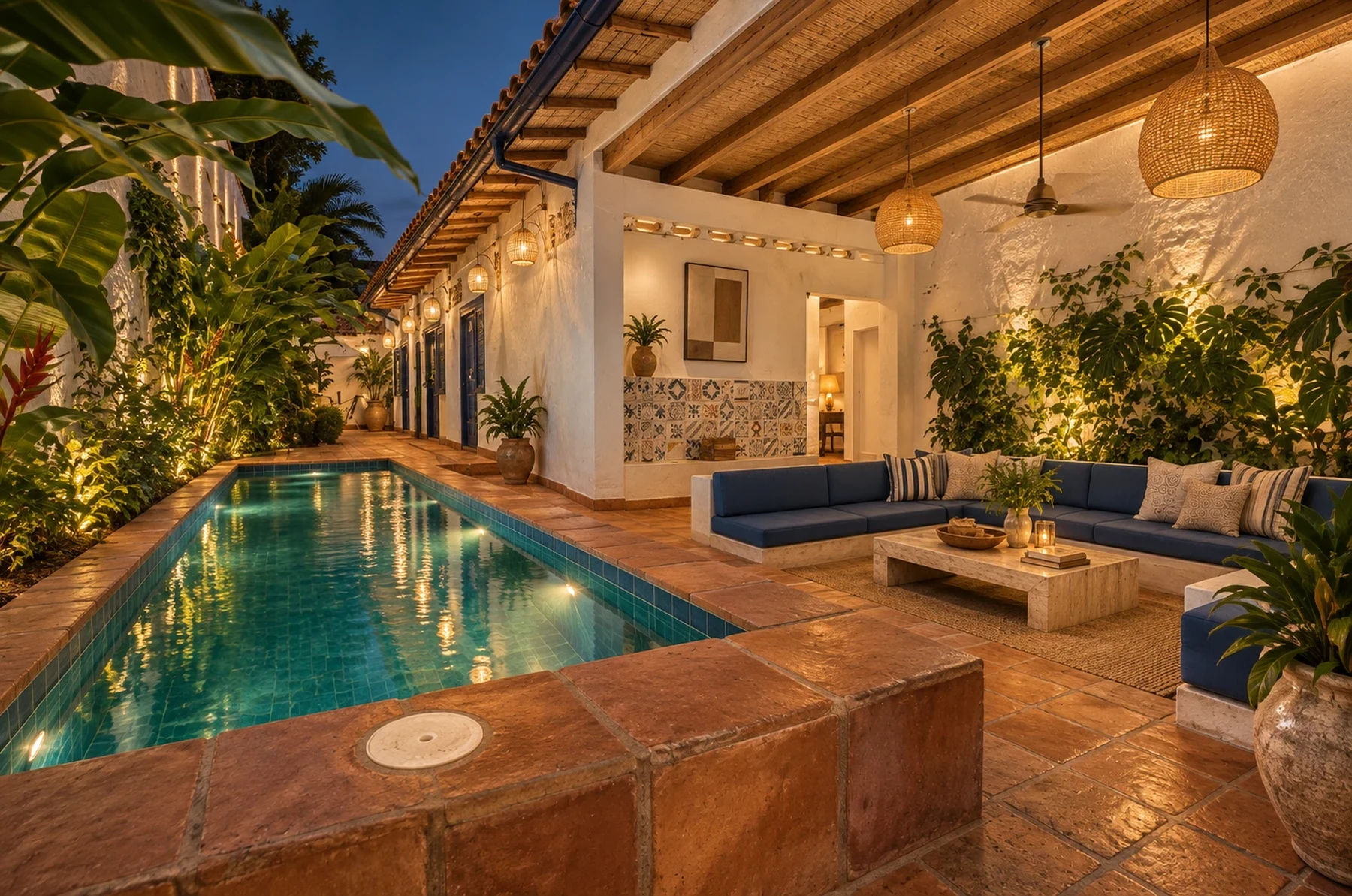 Linternas en el patio