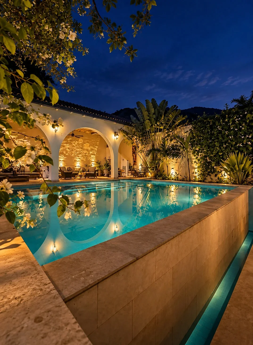 La piscina de noche