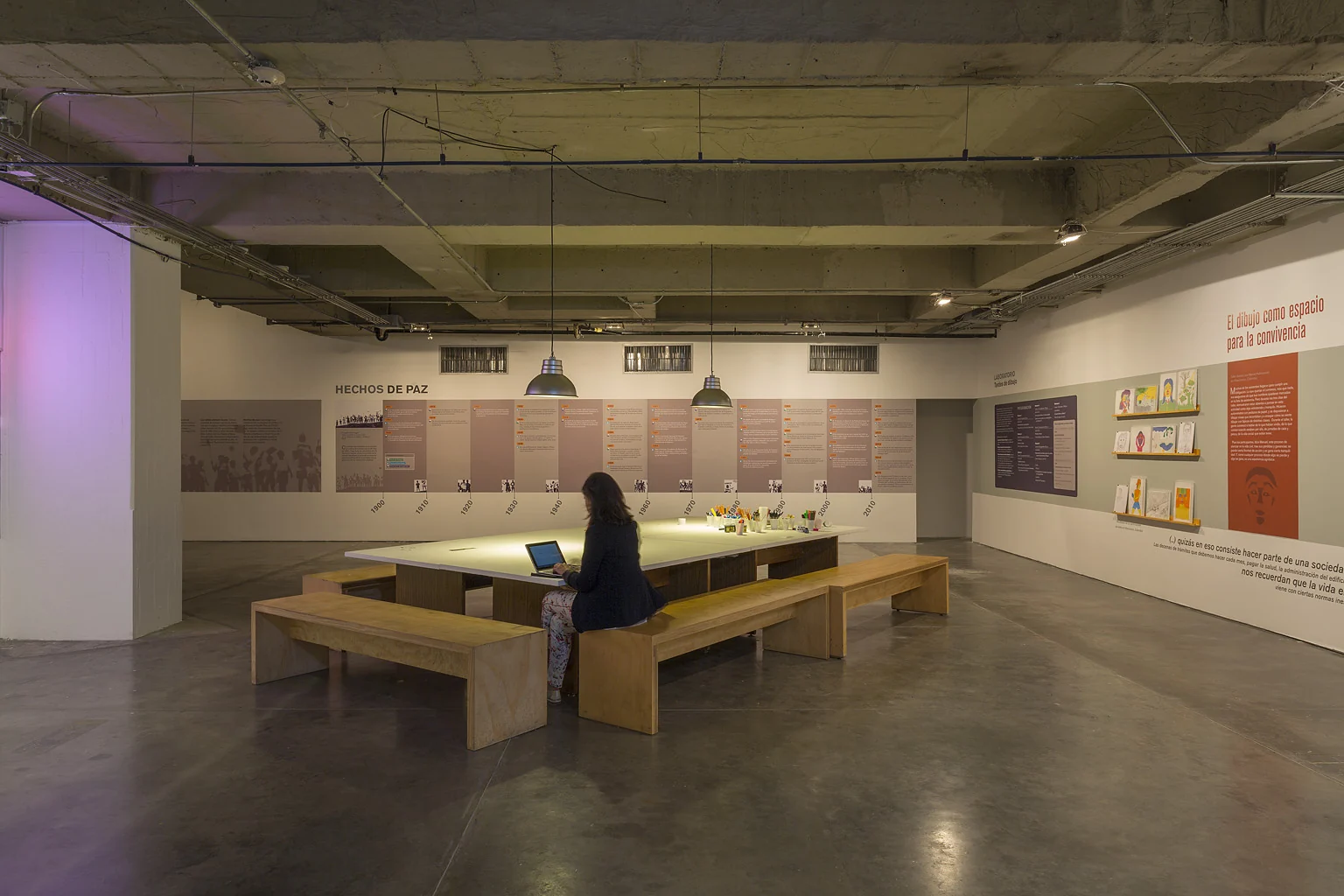 reading benches facing the drawing walls — Facing the other